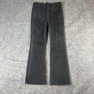 Free People Jeans Womens 25 Black Straight Pull On Pants Cotton High-Rise Black